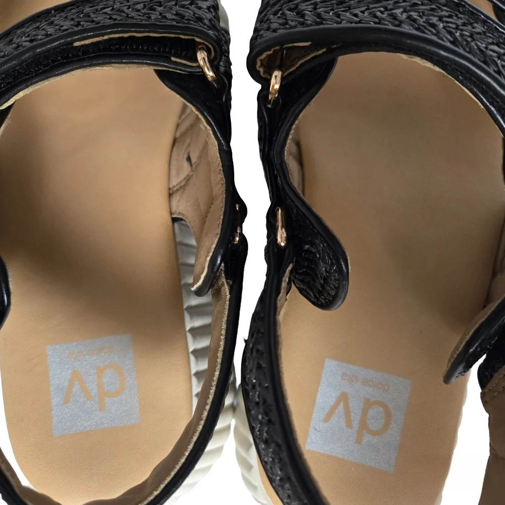 Dolce Vita Fighter Sporty Platform Sandals Black Woven Adjustable Straps